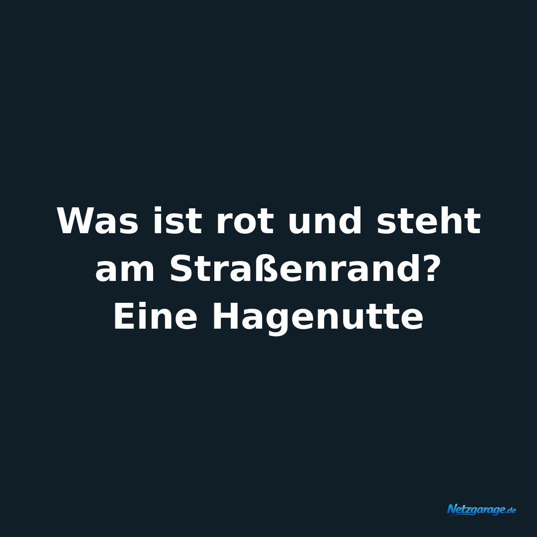 Was ist rot und steht am Straßenrand?

Eine Hagenutte